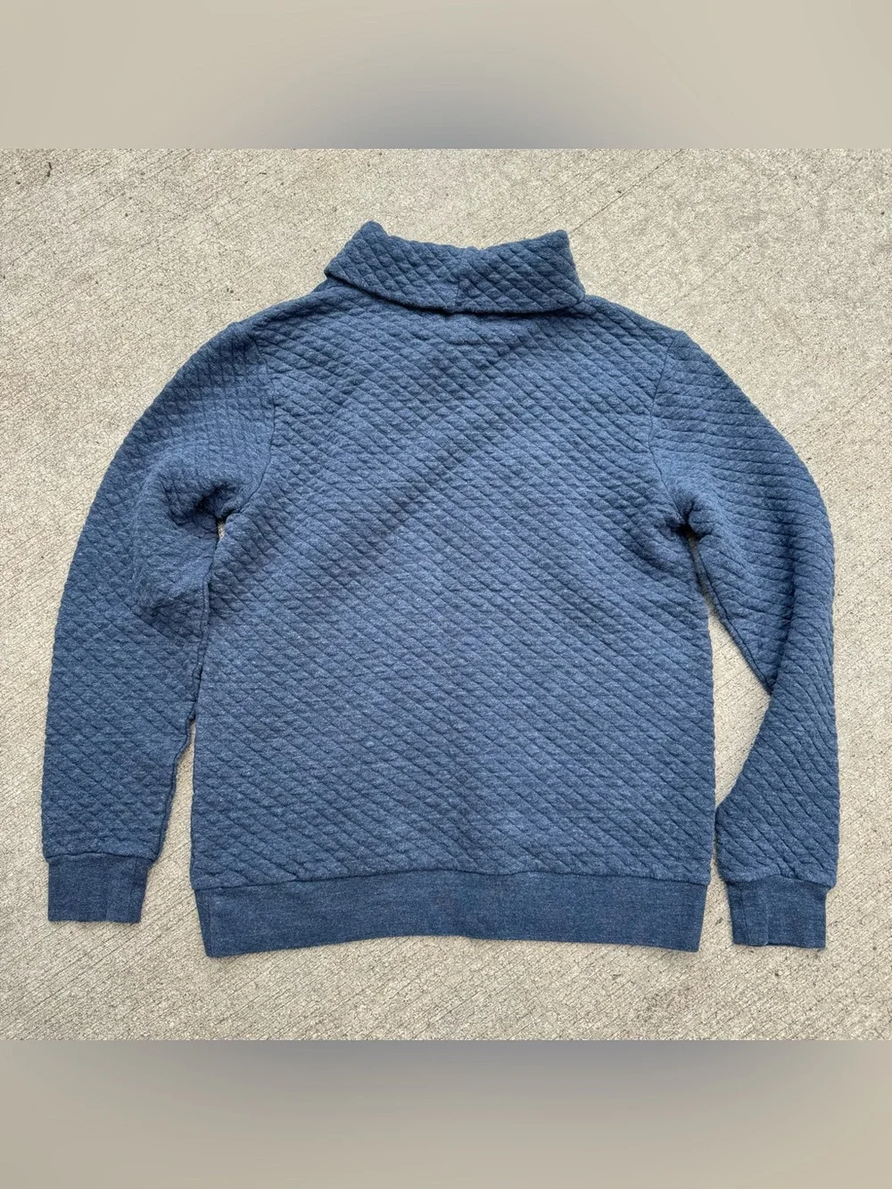 J.Crew Quilted Shawl Collar Blue Nebula Men’s Pullover Sweater Size Large BU376